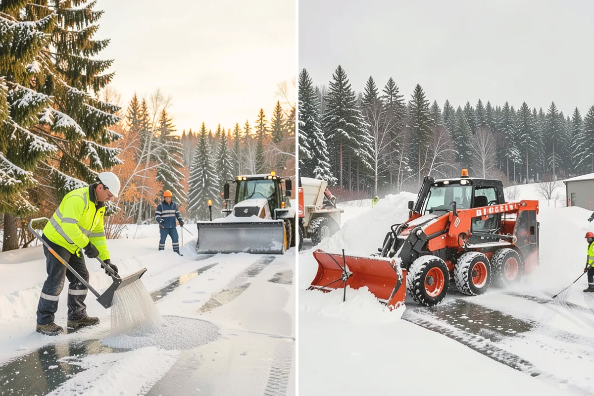 Concrete Driveway Snow Removal in Bellevue, King County, WA - We clear snow before meltwater soaks the slab