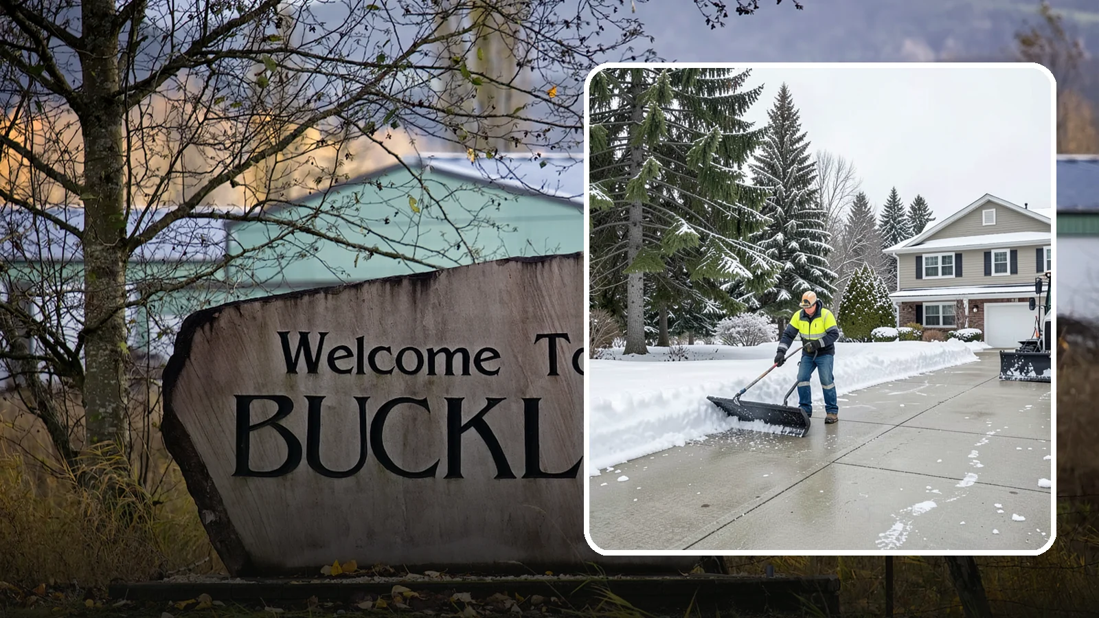 Concrete Driveway Snow Removal in Buckley, Pierce County, WA - We clear concrete driveways and use deicers that protect the surface from spalling and scaling.