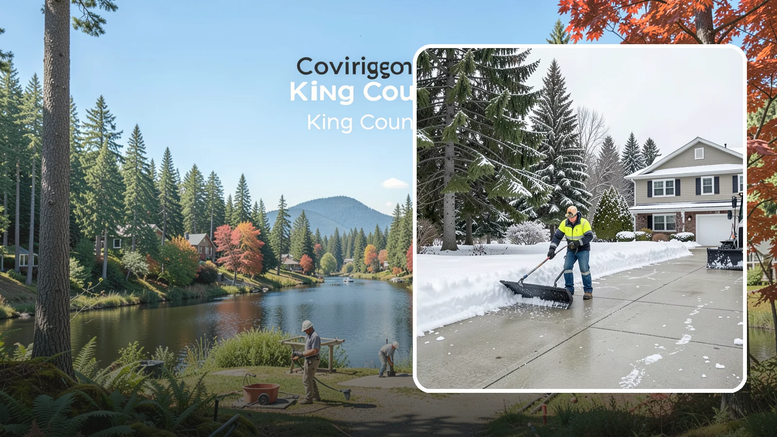 Concrete Driveway Snow Removal in Covington, King County, WA - We clear concrete driveways and use deicers that protect the surface from spalling and scaling.