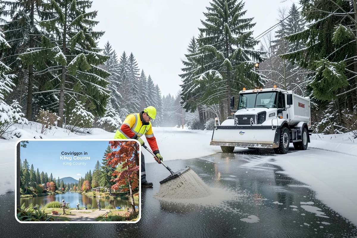 Concrete Driveway Snow Removal in Covington, King County, WA - Prompt clearing to limit water intrusion
