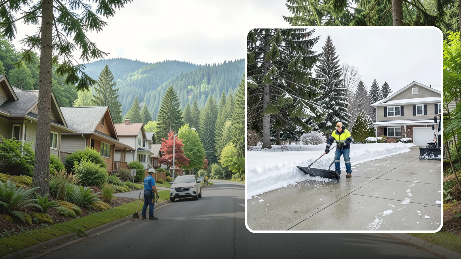 Concrete Driveway Snow Removal in Darrington, Snohomish County, WA - We clear concrete driveways and use deicers that protect the surface from spalling and scaling.