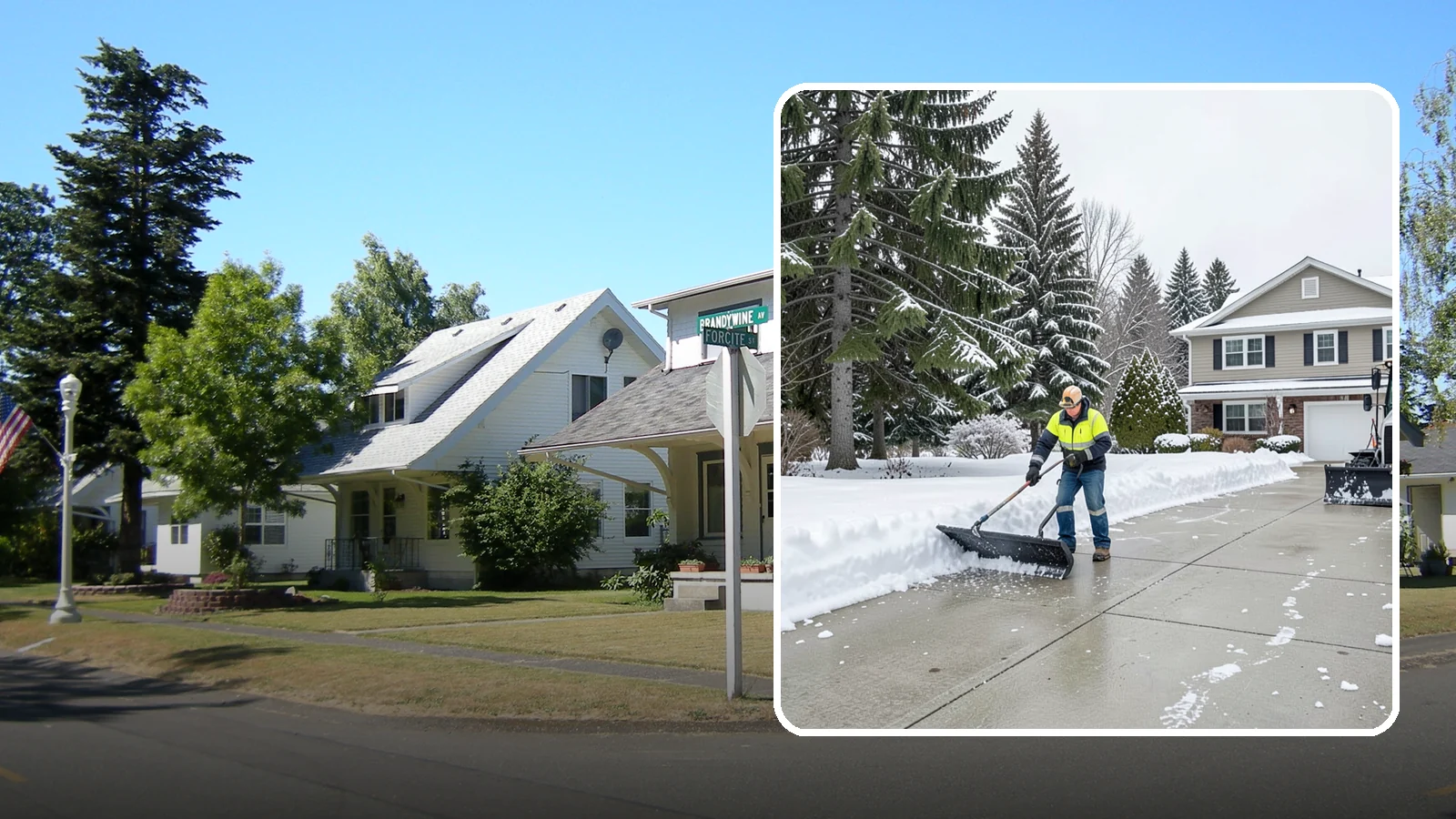 Concrete Driveway Snow Removal in DuPont, Pierce County, WA - We clear concrete driveways and use deicers that protect the surface from spalling and scaling.