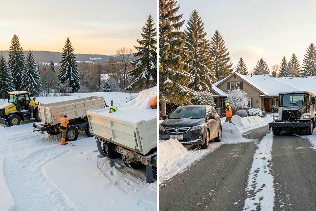 Concrete Driveway Snow Removal in DuPont, Pierce County, WA - We clear snow before meltwater soaks the slab