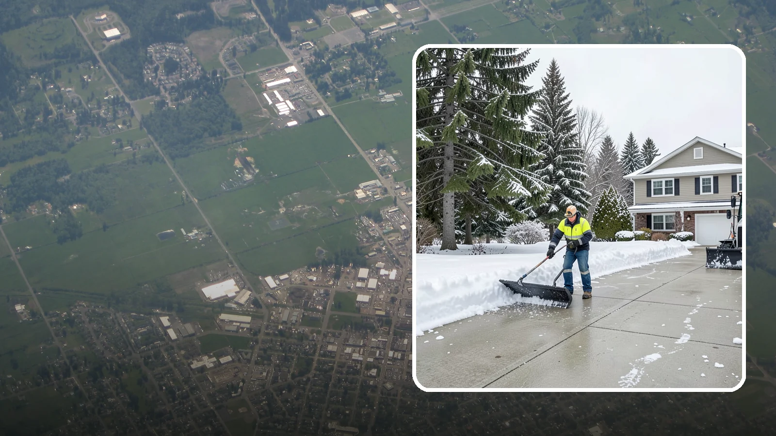 Concrete Driveway Snow Removal in Enumclaw, King County, WA - We clear concrete driveways and use deicers that protect the surface from spalling and scaling.