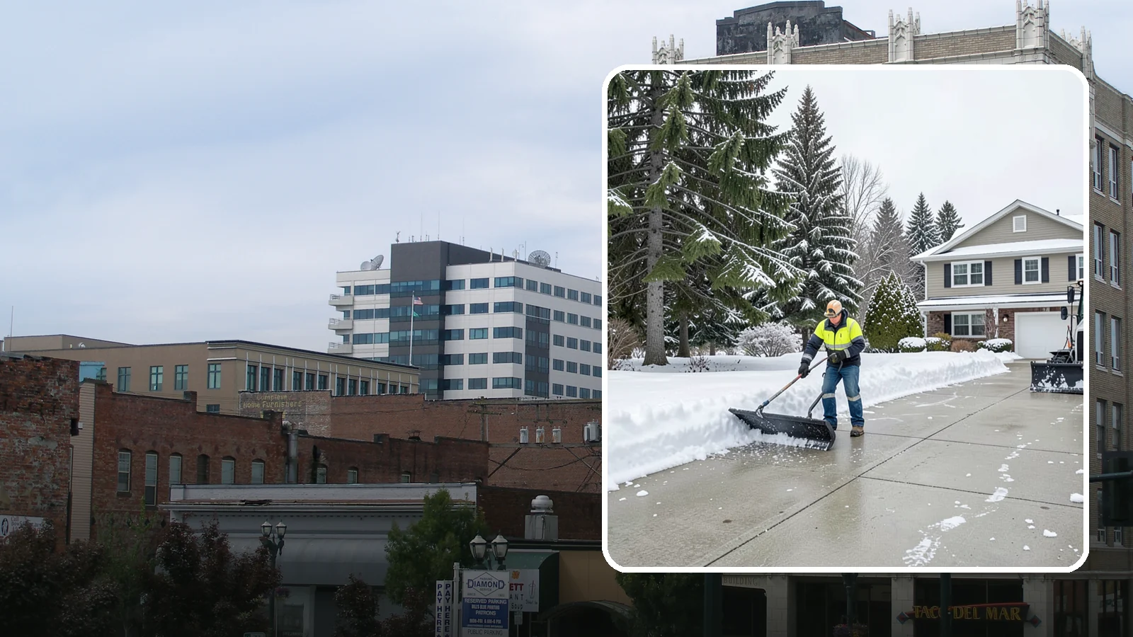 Concrete Driveway Snow Removal in Everett, Snohomish County, WA - We clear concrete driveways and use deicers that protect the surface from spalling and scaling.