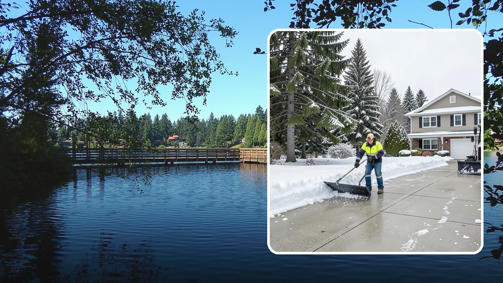 Concrete Driveway Snow Removal in Federal Way, King County, WA - We clear concrete driveways and use deicers that protect the surface from spalling and scaling.
