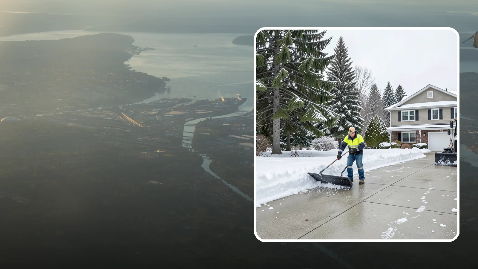 Concrete Driveway Snow Removal in Fife, Pierce County, WA - We clear concrete driveways and use deicers that protect the surface from spalling and scaling.