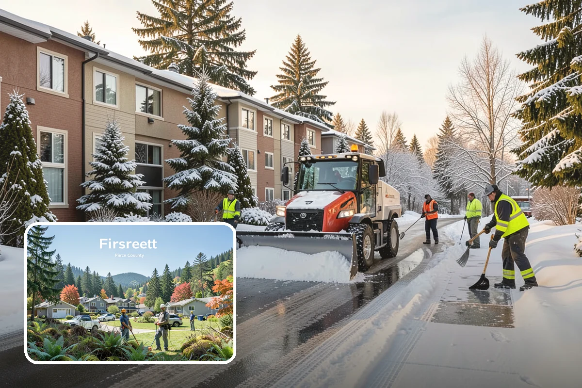 Concrete Driveway Snow Removal in Fircrest, Pierce County, WA - Prompt clearing to limit water intrusion