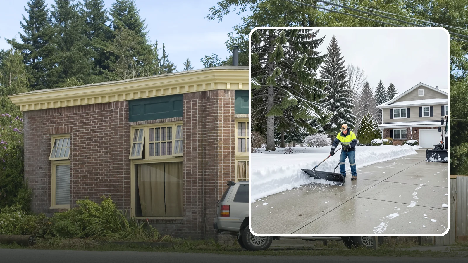 Concrete Driveway Snow Removal in Hamilton, Skagit County, WA - We clear concrete driveways and use deicers that protect the surface from spalling and scaling.