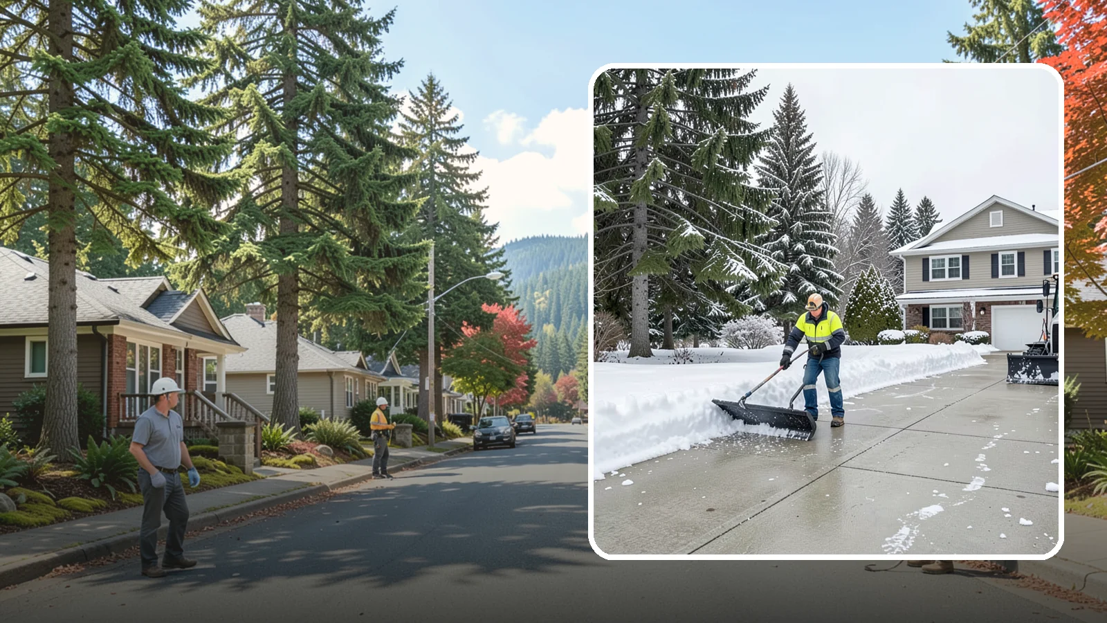 Concrete Driveway Snow Removal in Hunts Point, King County, WA - We clear concrete driveways and use deicers that protect the surface from spalling and scaling.