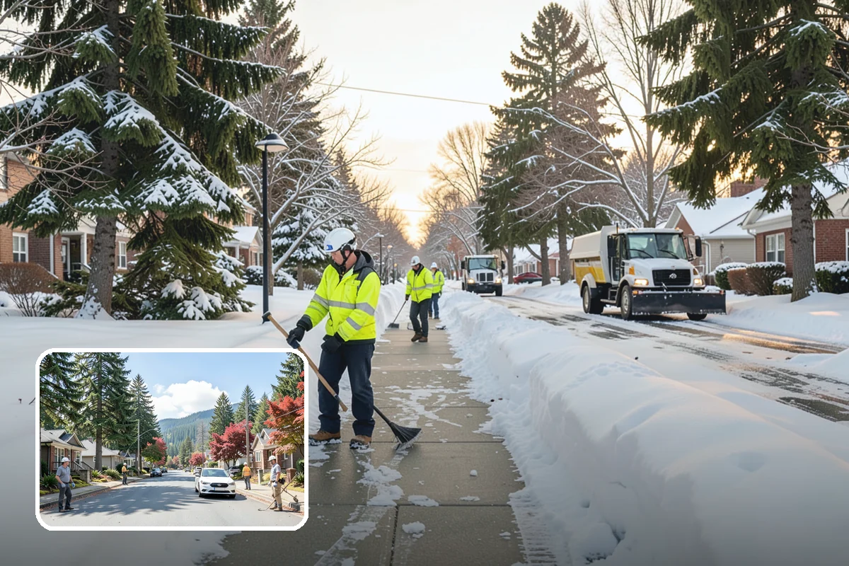 Concrete Driveway Snow Removal in Hunts Point, King County, WA - Prompt clearing to limit water intrusion