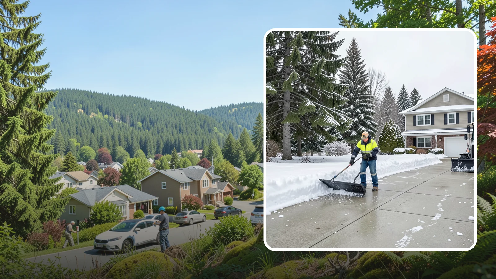 Concrete Driveway Snow Removal in Index, Snohomish County, WA - We clear concrete driveways and use deicers that protect the surface from spalling and scaling.