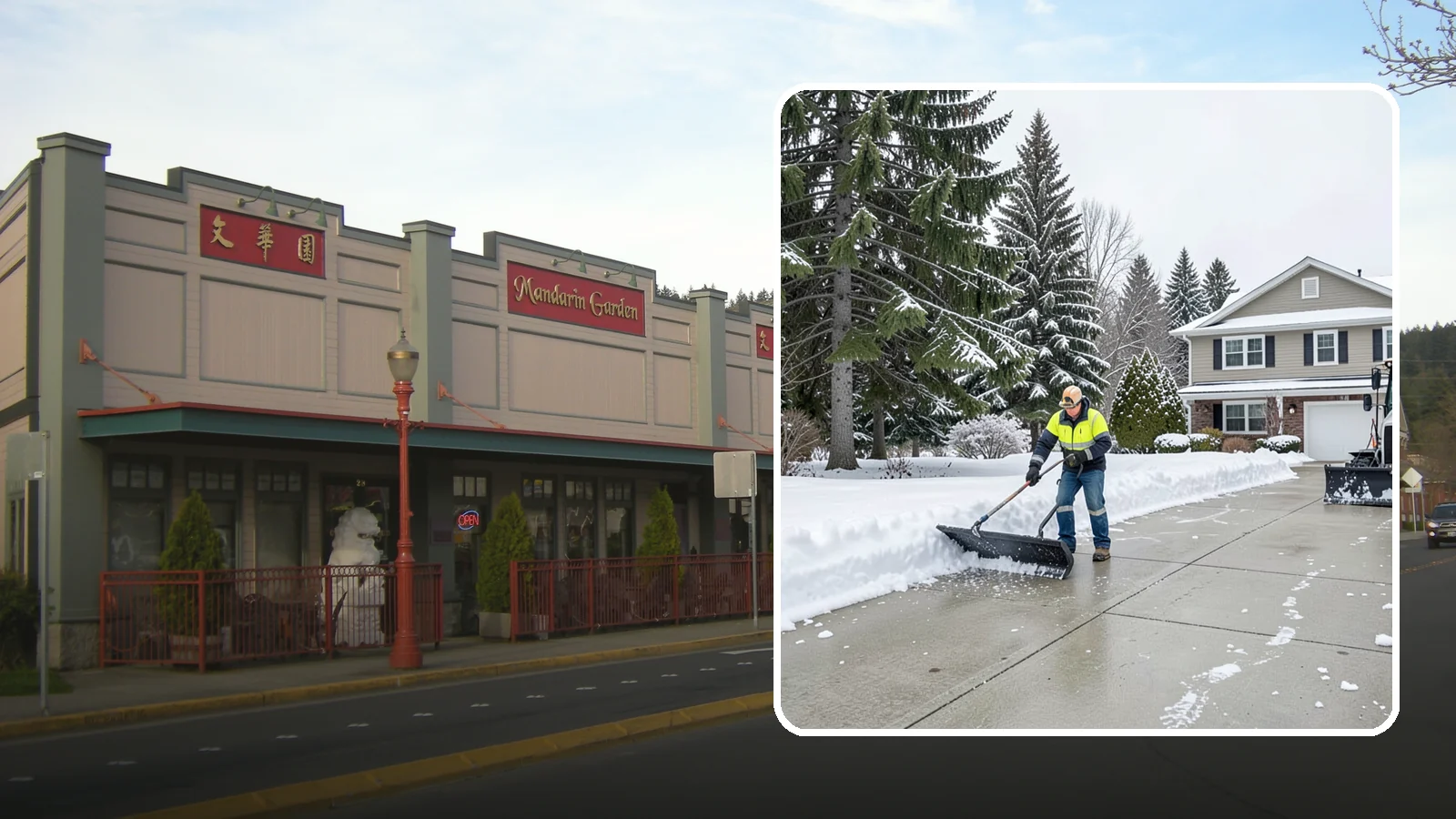 Concrete Driveway Snow Removal in Issaquah, King County, WA - We clear concrete driveways and use deicers that protect the surface from spalling and scaling.