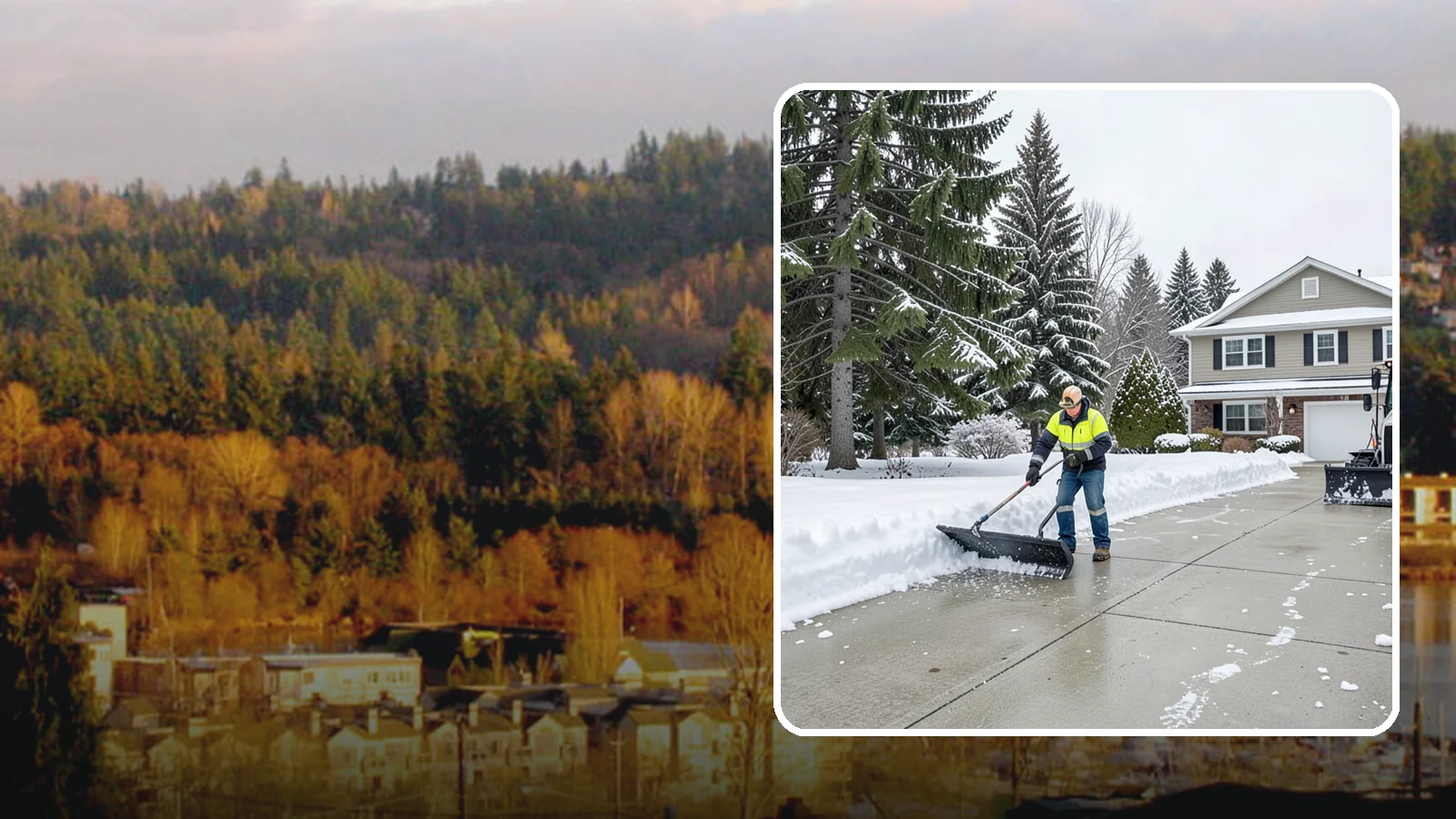 Concrete Driveway Snow Removal in Kenmore, King County, WA - We clear concrete driveways and use deicers that protect the surface from spalling and scaling.