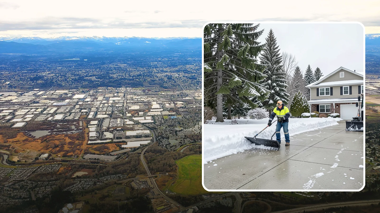 Concrete Driveway Snow Removal in Kent, King County, WA - We clear concrete driveways and use deicers that protect the surface from spalling and scaling.