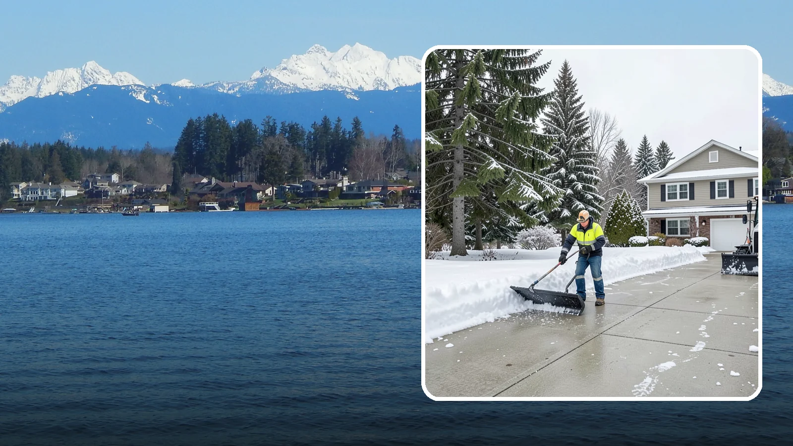 Concrete Driveway Snow Removal in Lake Stevens, Snohomish County, WA - We clear concrete driveways and use deicers that protect the surface from spalling and scaling.