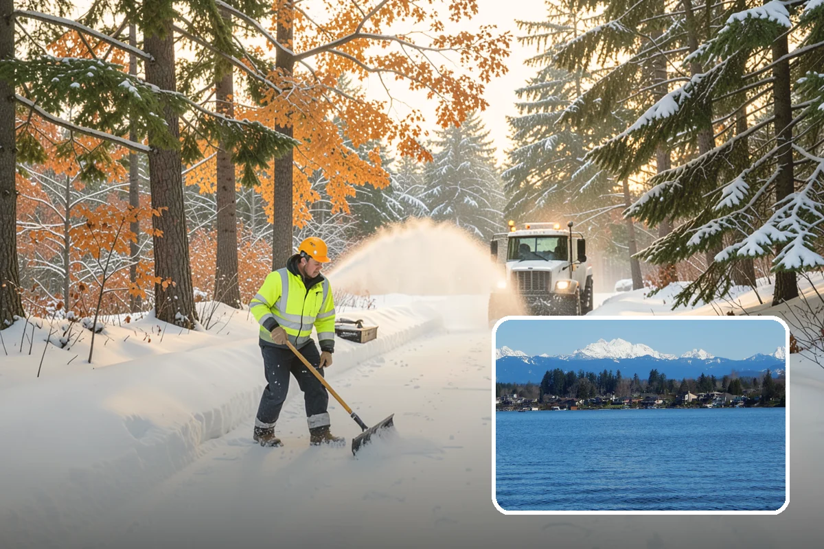 Concrete Driveway Snow Removal in Lake Stevens, Snohomish County, WA - Prompt clearing to limit water intrusion