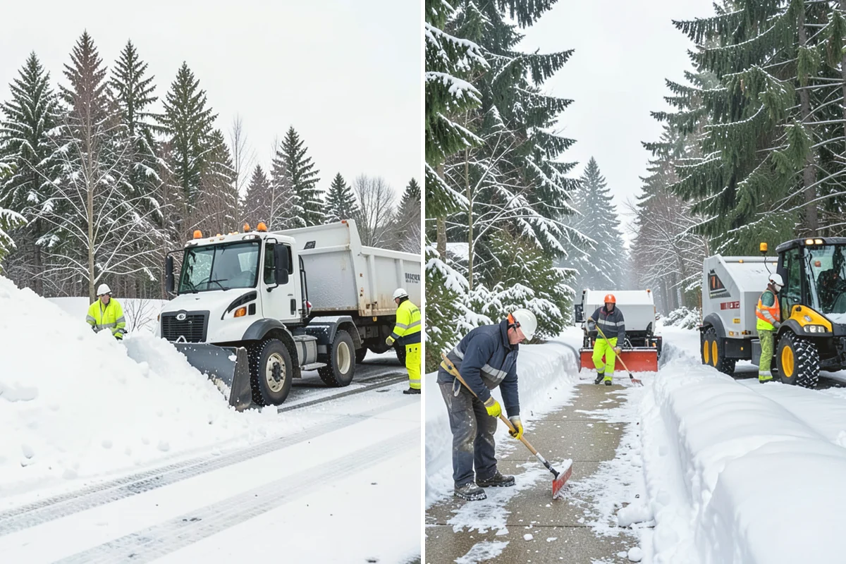 Concrete Driveway Snow Removal in Lake Stevens, Snohomish County, WA - We clear snow before meltwater soaks the slab