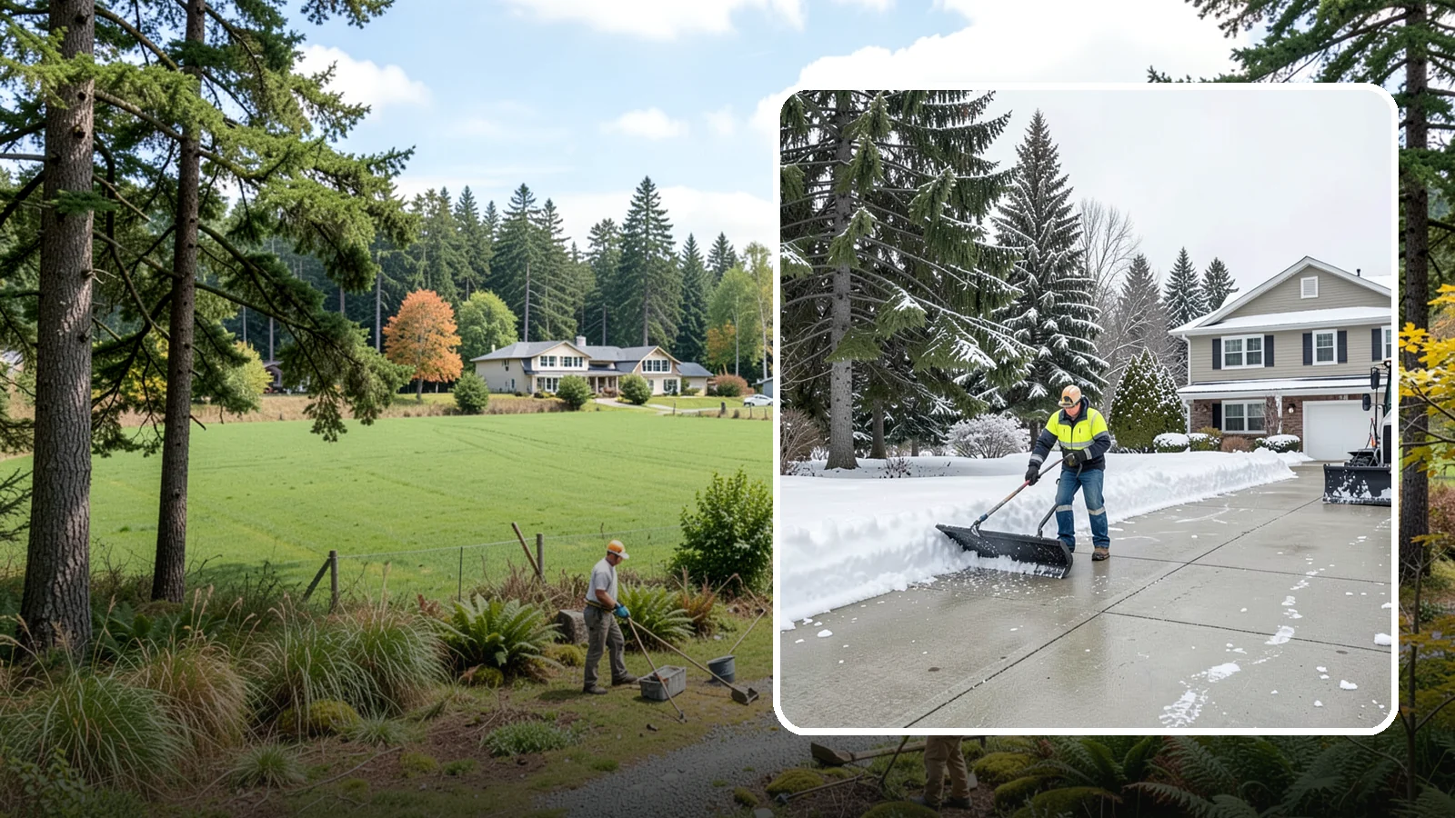 Concrete Driveway Snow Removal in Lyman, Skagit County, WA - We clear concrete driveways and use deicers that protect the surface from spalling and scaling.
