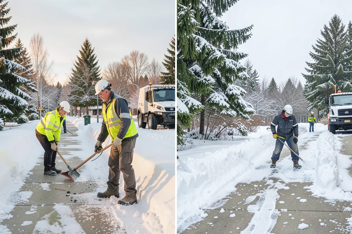 Concrete Driveway Snow Removal in Marysville, Snohomish County, WA - We clear snow before meltwater soaks the slab