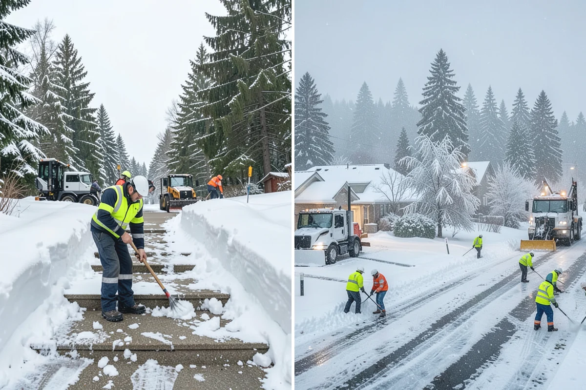 Concrete Driveway Snow Removal in Medina, King County, WA - We clear snow before meltwater soaks the slab