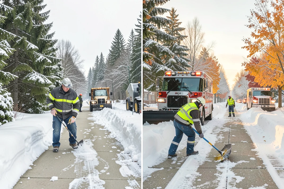 Concrete Driveway Snow Removal in Mercer Island, King County, WA - We clear snow before meltwater soaks the slab