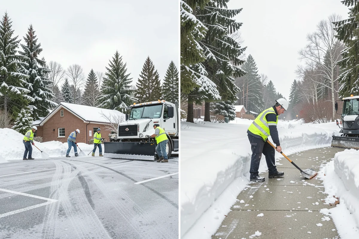 Concrete Driveway Snow Removal in Mill Creek, Snohomish County, WA - We clear snow before meltwater soaks the slab