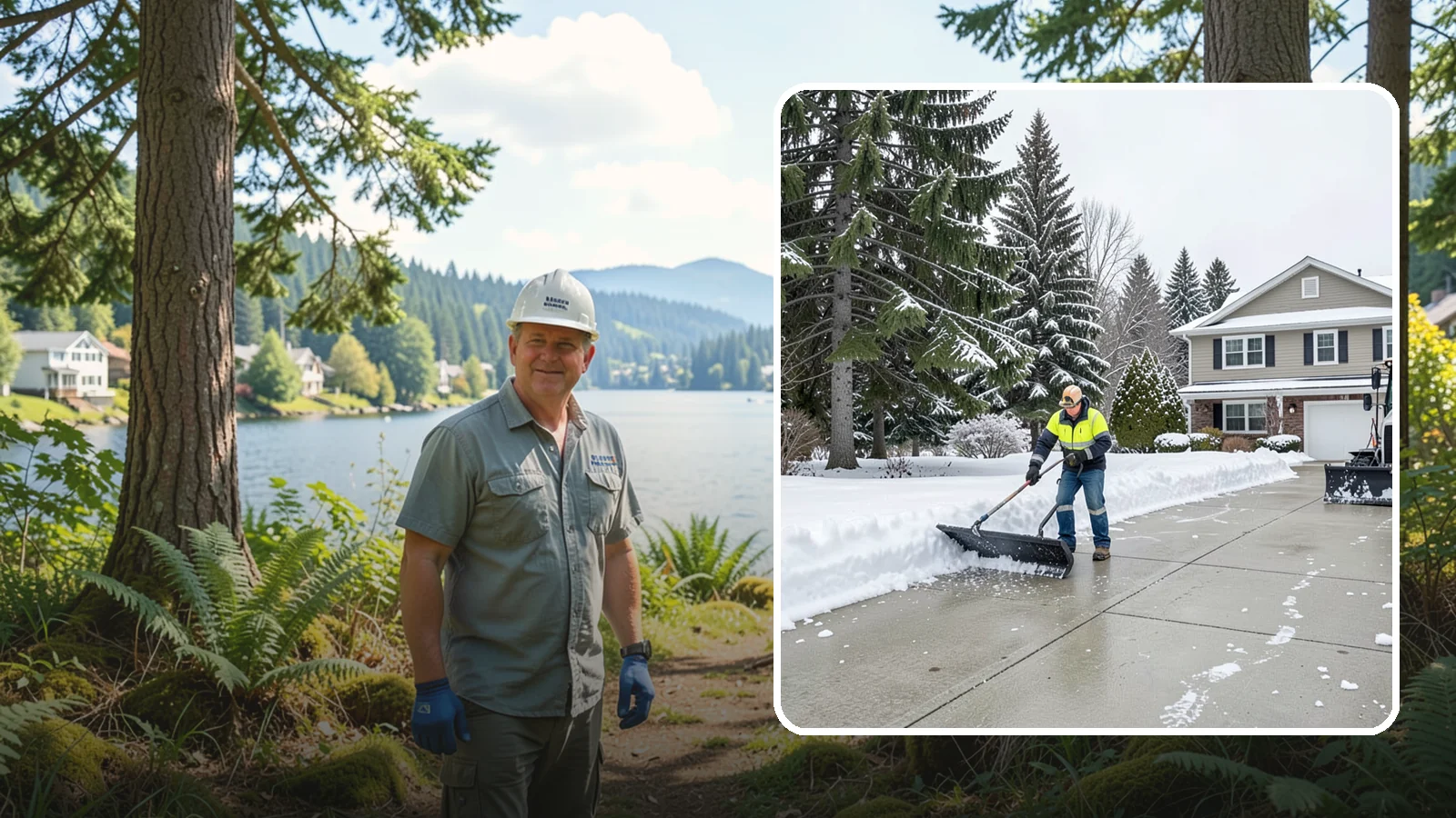 Concrete Driveway Snow Removal in Milton, King County, WA - We clear concrete driveways and use deicers that protect the surface from spalling and scaling.