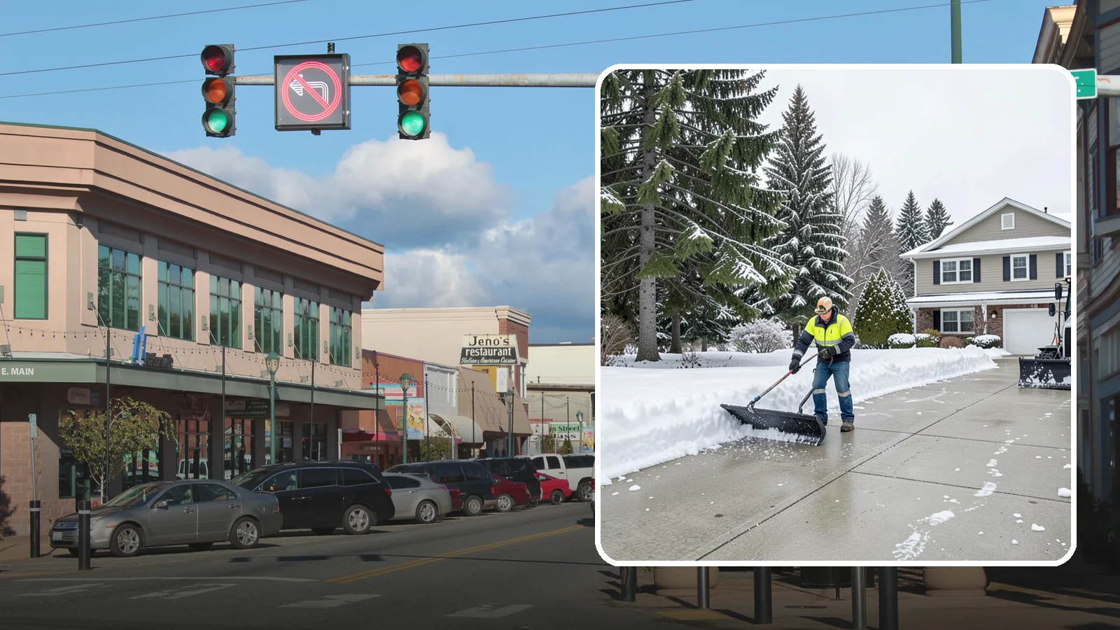 Concrete Driveway Snow Removal in Monroe, Snohomish County, WA - We clear concrete driveways and use deicers that protect the surface from spalling and scaling.