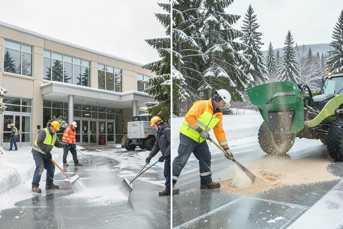 Concrete Driveway Snow Removal in Monroe, Snohomish County, WA - We clear snow before meltwater soaks the slab