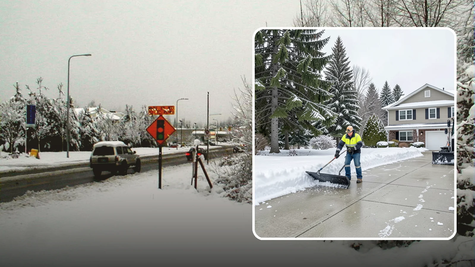 Concrete Driveway Snow Removal in Newcastle, King County, WA - We clear concrete driveways and use deicers that protect the surface from spalling and scaling.