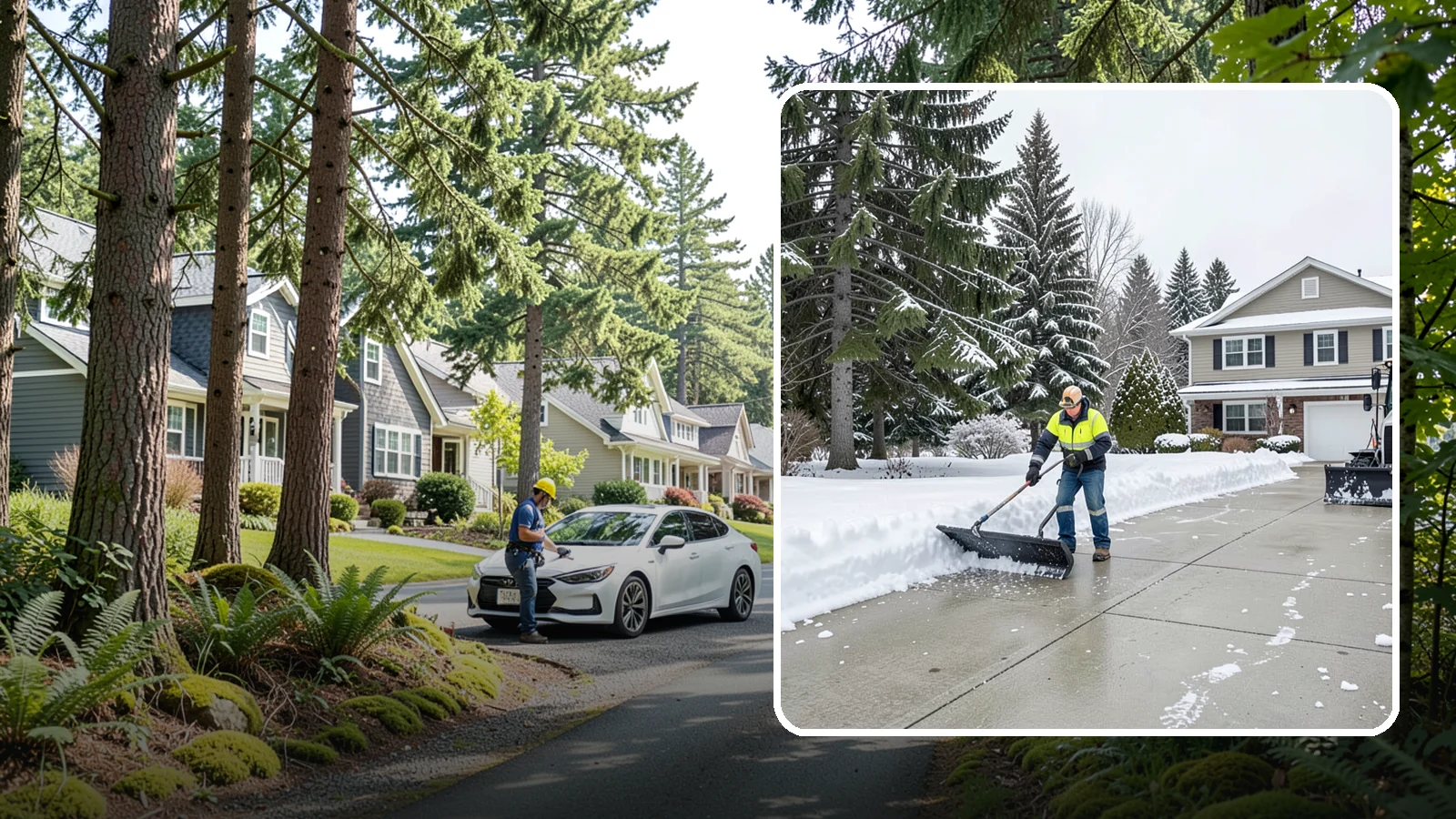 Concrete Driveway Snow Removal in Normandy Park, King County, WA - We clear concrete driveways and use deicers that protect the surface from spalling and scaling.