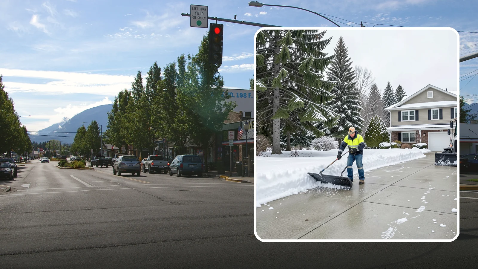Concrete Driveway Snow Removal in North Bend, King County, WA - We clear concrete driveways and use deicers that protect the surface from spalling and scaling.
