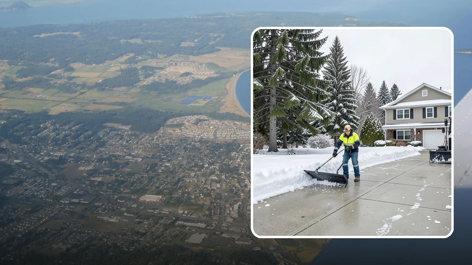 Concrete Driveway Snow Removal in Oak Harbor, Island County, WA - We clear concrete driveways and use deicers that protect the surface from spalling and scaling.