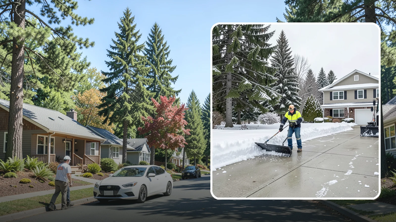 Concrete Driveway Snow Removal in Orting, Pierce County, WA - We clear concrete driveways and use deicers that protect the surface from spalling and scaling.