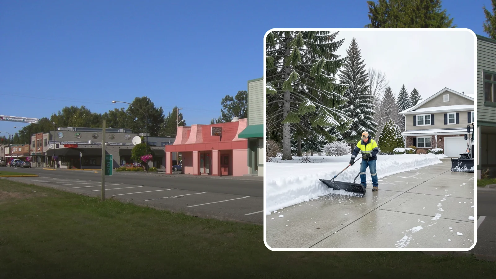Concrete Driveway Snow Removal in Snoqualmie, King County, WA - We clear concrete driveways and use deicers that protect the surface from spalling and scaling.