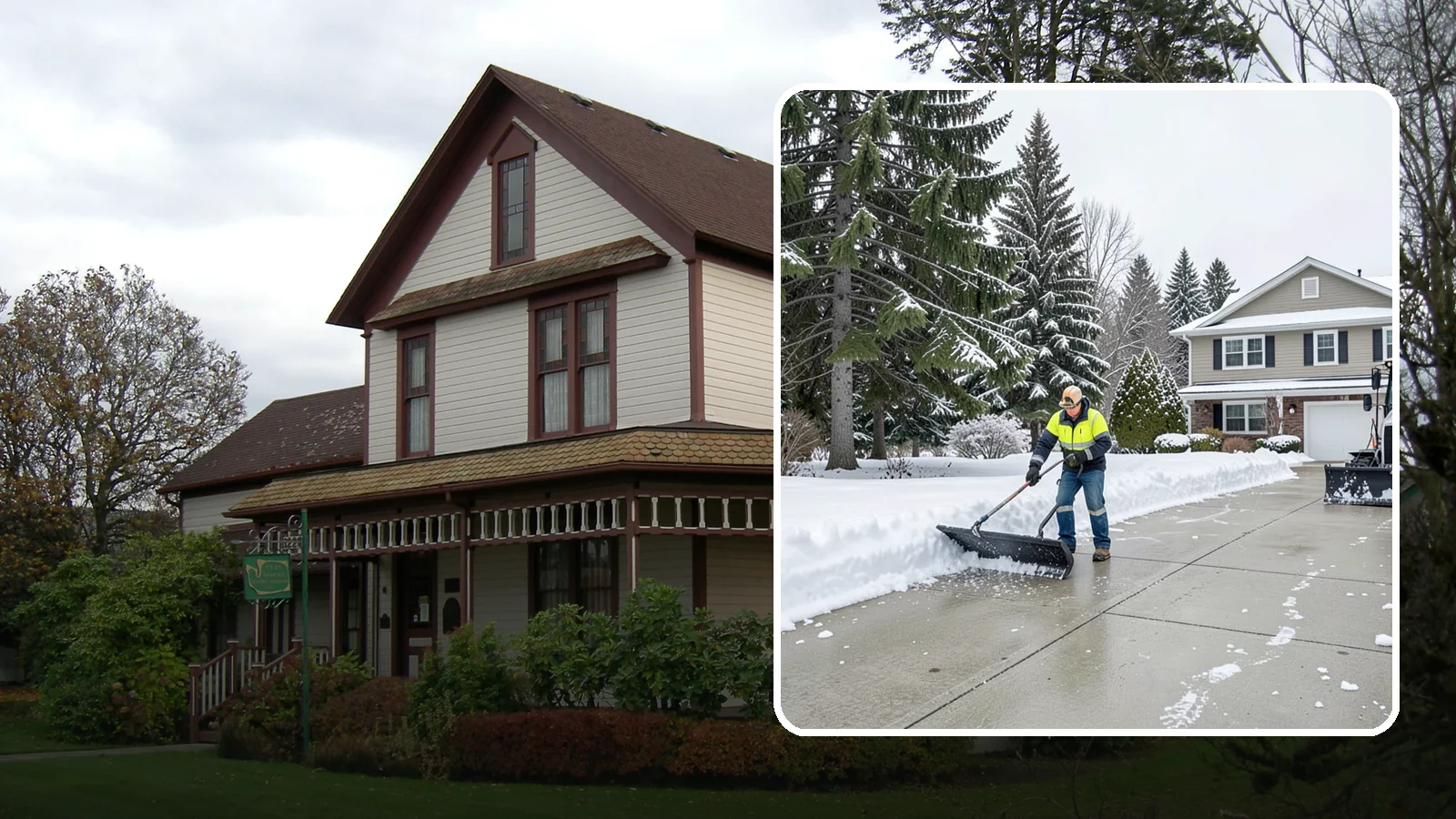 Concrete Driveway Snow Removal in Sumner, Pierce County, WA - We clear concrete driveways and use deicers that protect the surface from spalling and scaling.