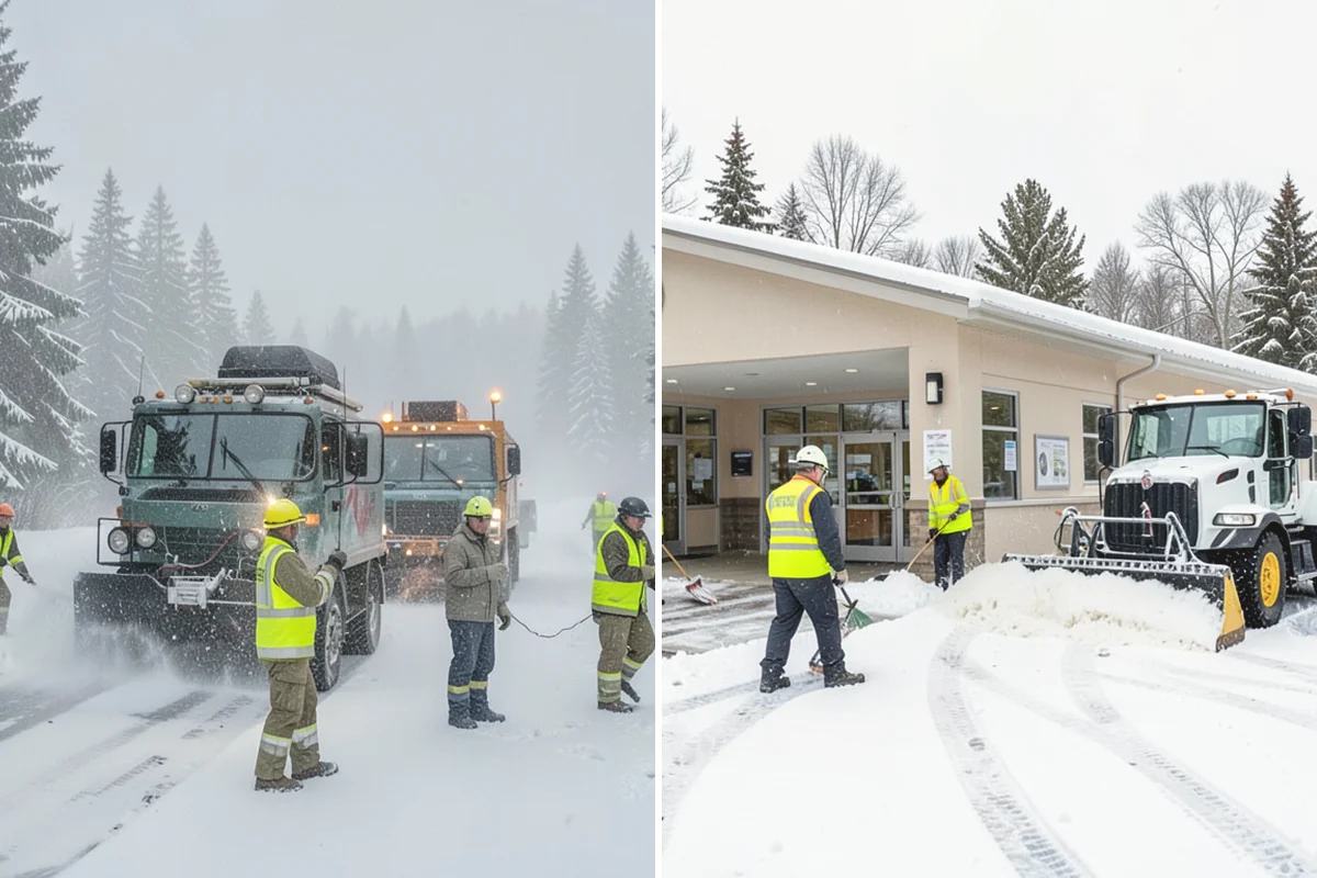 Concrete Driveway Snow Removal in University Place, Pierce County, WA - We clear snow before meltwater soaks the slab