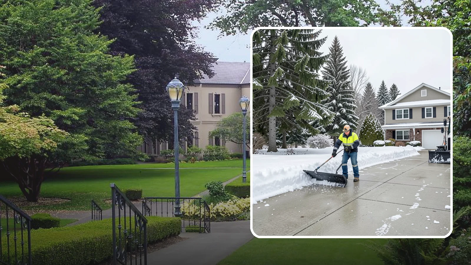 Concrete Driveway Snow Removal in Woodinville, King County, WA - We clear concrete driveways and use deicers that protect the surface from spalling and scaling.