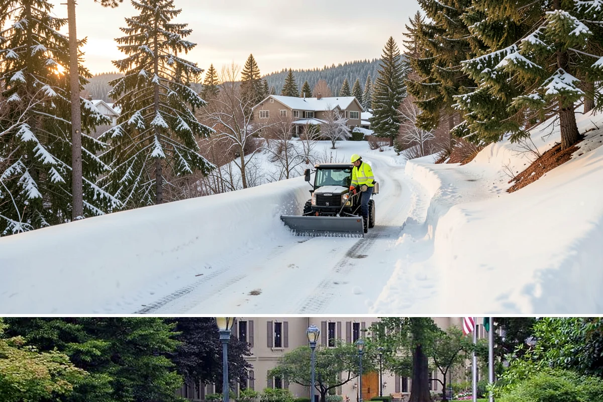 Concrete Driveway Snow Removal in Woodinville, King County, WA - Concrete driveway care matters most during repeated freeze-thaw spells in midwinter.