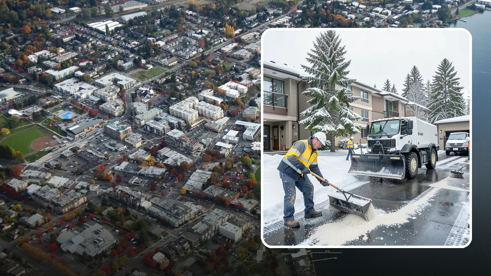 Condominium Deicing in Kirkland, King County, WA - Deicing built for condominium properties, focused on entry lobbies, garage ramps, and shared walks where owner and visitor...