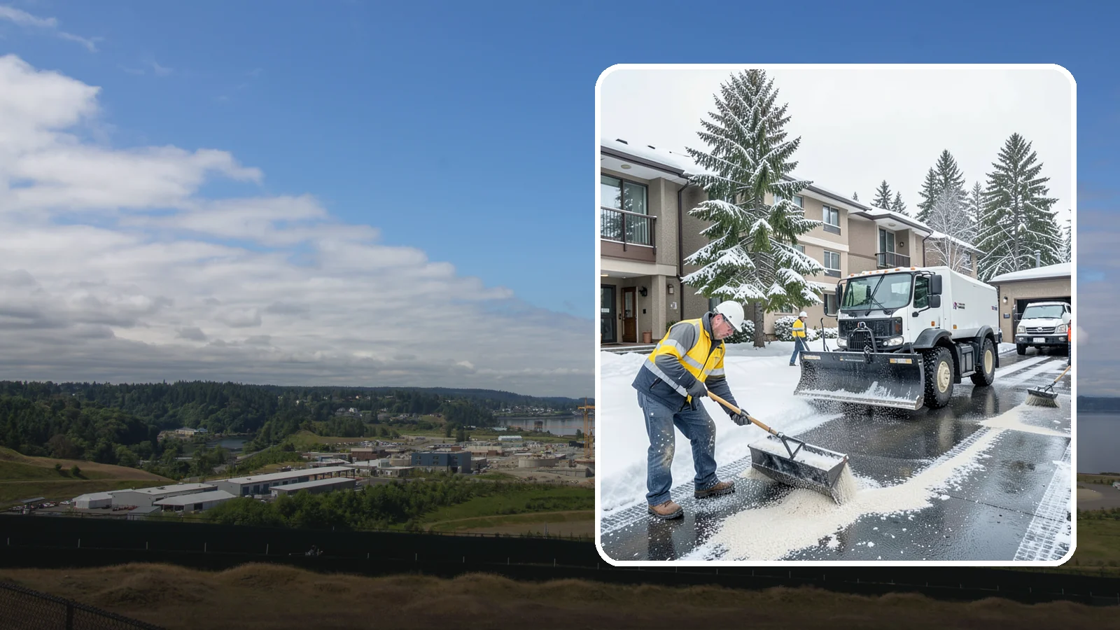 Condominium Deicing in University Place, Pierce County, WA - Deicing built for condominium properties, focused on entry lobbies, garage ramps, and shared walks where owner and visitor...