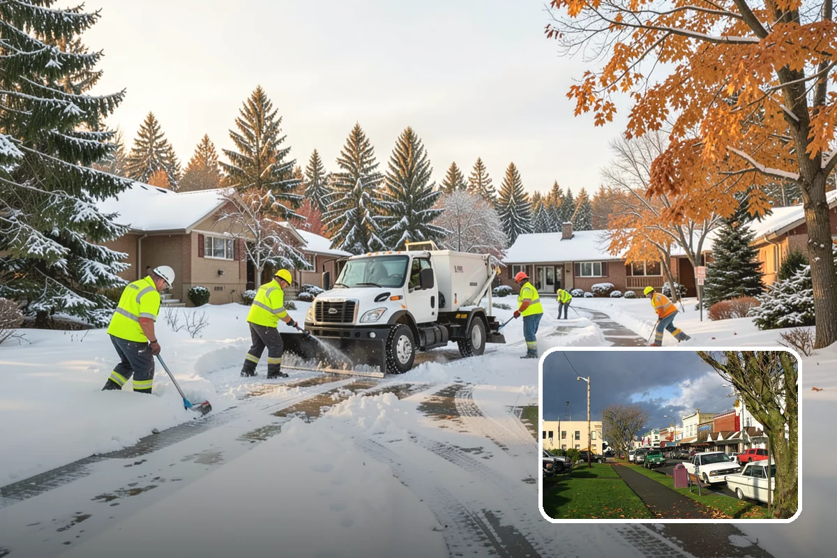 Condominium Parking Lot Snow Removal in Arlington, Snohomish County, WA - Owner and guest stalls are cleared without residents shoveling their own spaces
