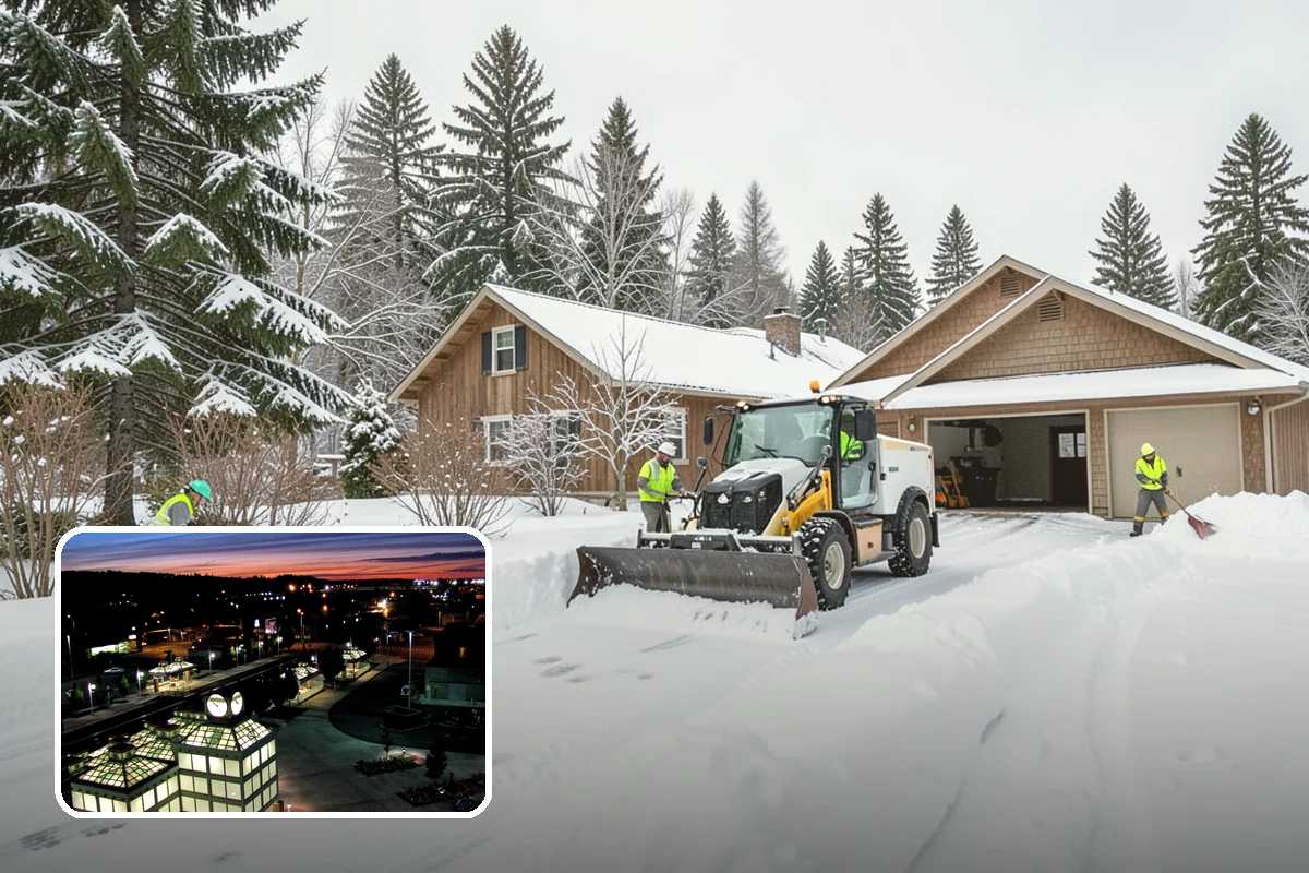 Condominium Parking Lot Snow Removal in Auburn, King County, WA - Owner and guest stalls are cleared without residents shoveling their own spaces