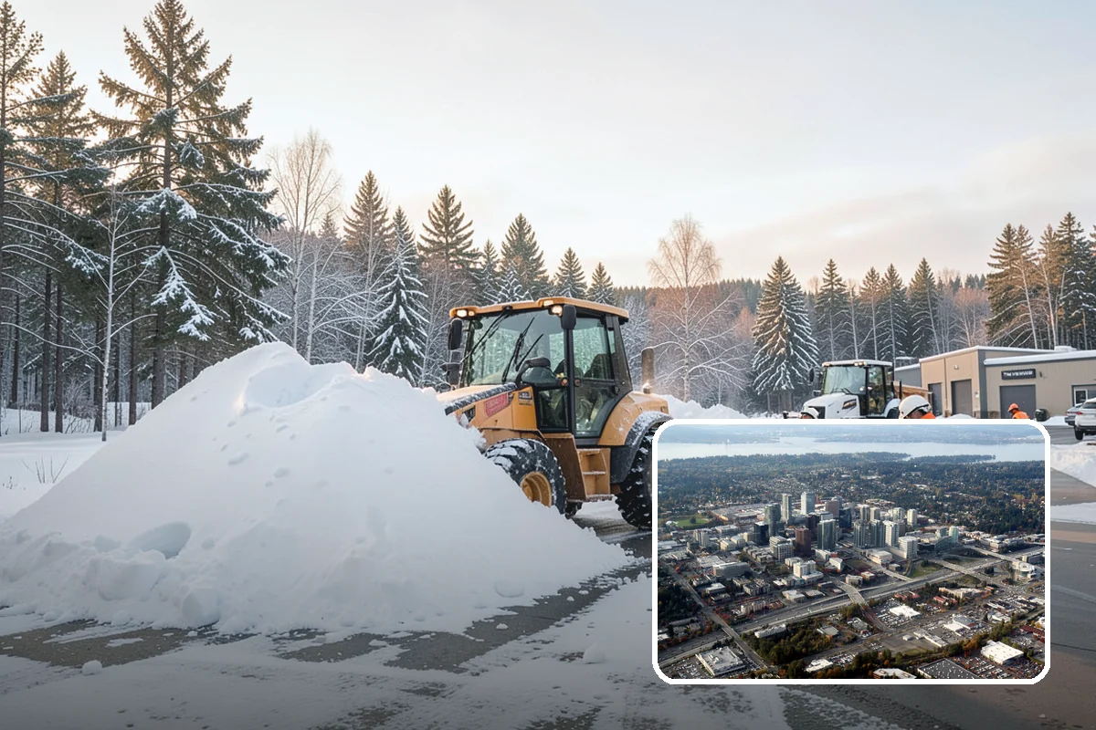 Condominium Parking Lot Snow Removal in Bellevue, King County, WA - Owner and guest stalls are cleared without residents shoveling their own spaces