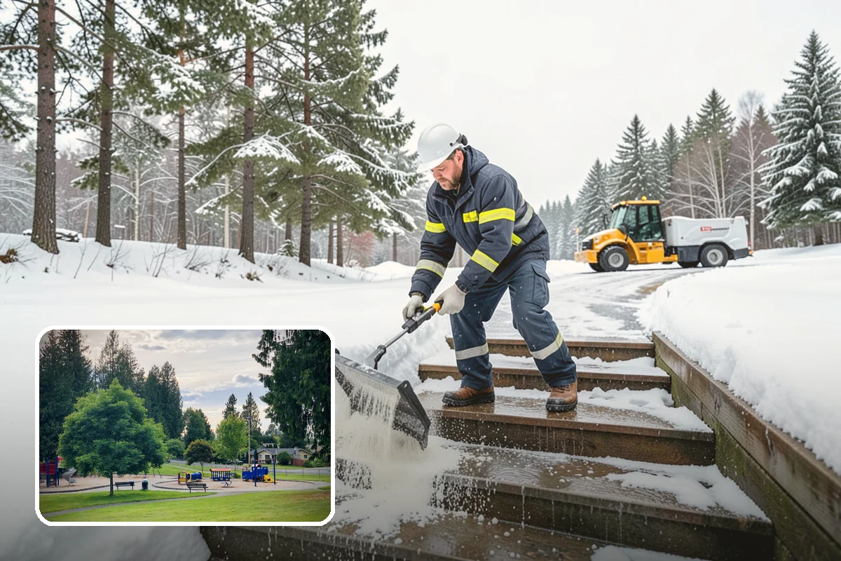 Condominium Parking Lot Snow Removal in Bonney Lake, Pierce County, WA - Owner and guest stalls are cleared without residents shoveling their own spaces