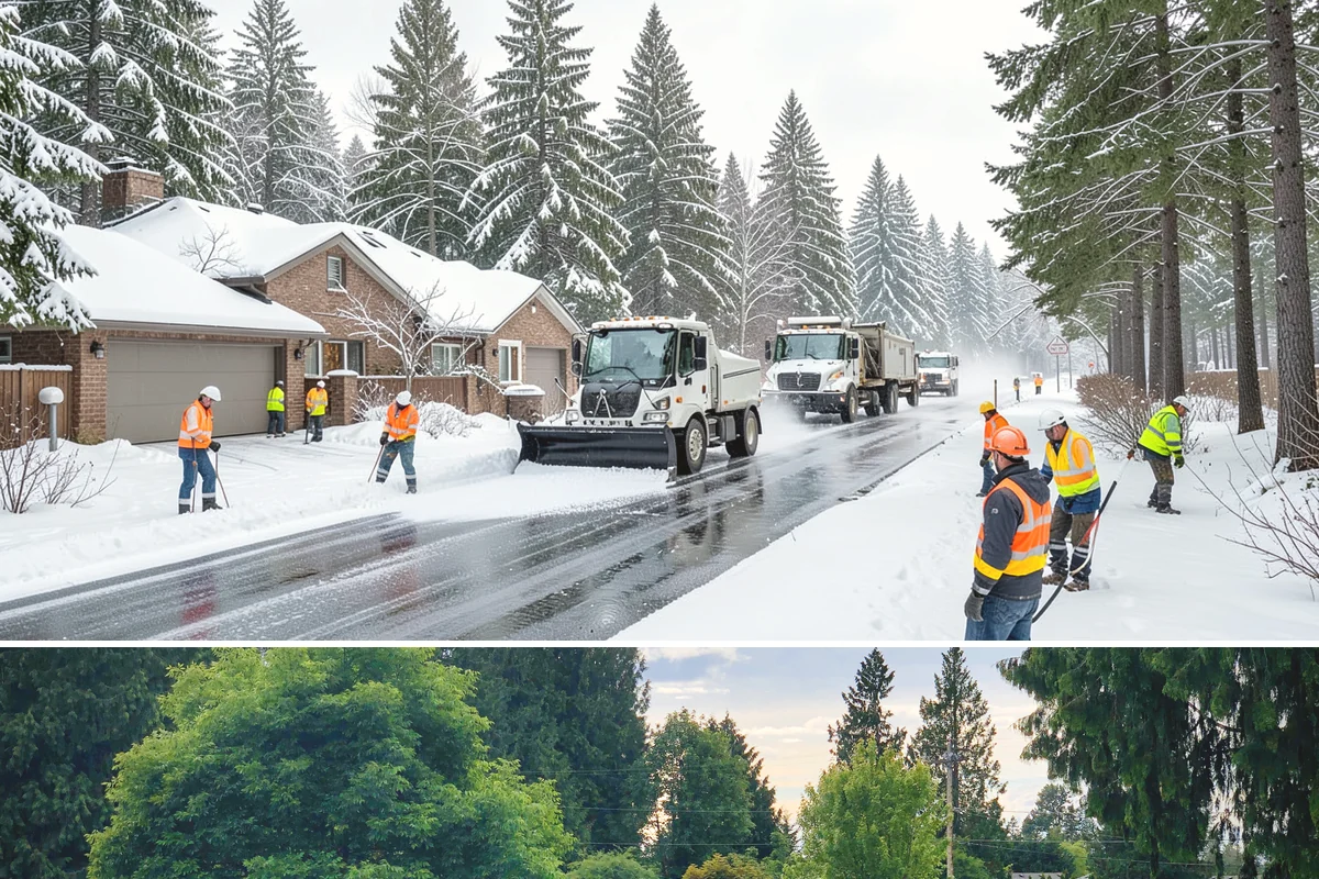 Condominium Parking Lot Snow Removal in Bonney Lake, Pierce County, WA - Condominium lots in the Puget Sound region see peak snow activity from mid-December through February during repeated freeze-thaw...