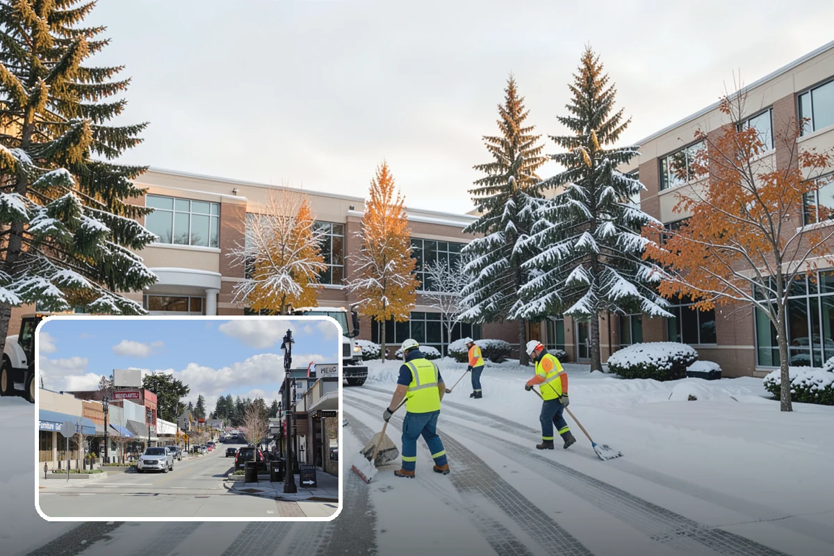 Condominium Parking Lot Snow Removal in Bothell, King County, WA - Owner and guest stalls are cleared without residents shoveling their own spaces