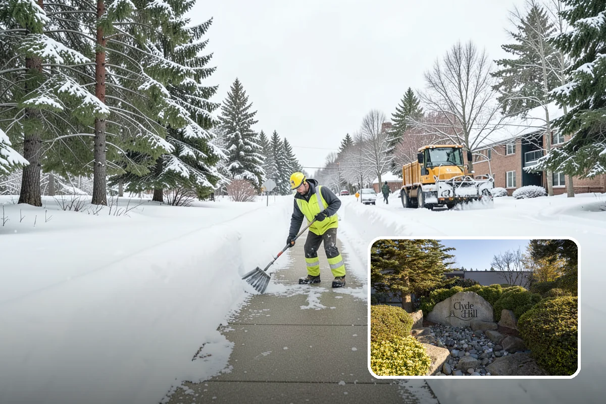 Condominium Parking Lot Snow Removal in Clyde Hill, King County, WA - Owner and guest stalls are cleared without residents shoveling their own spaces