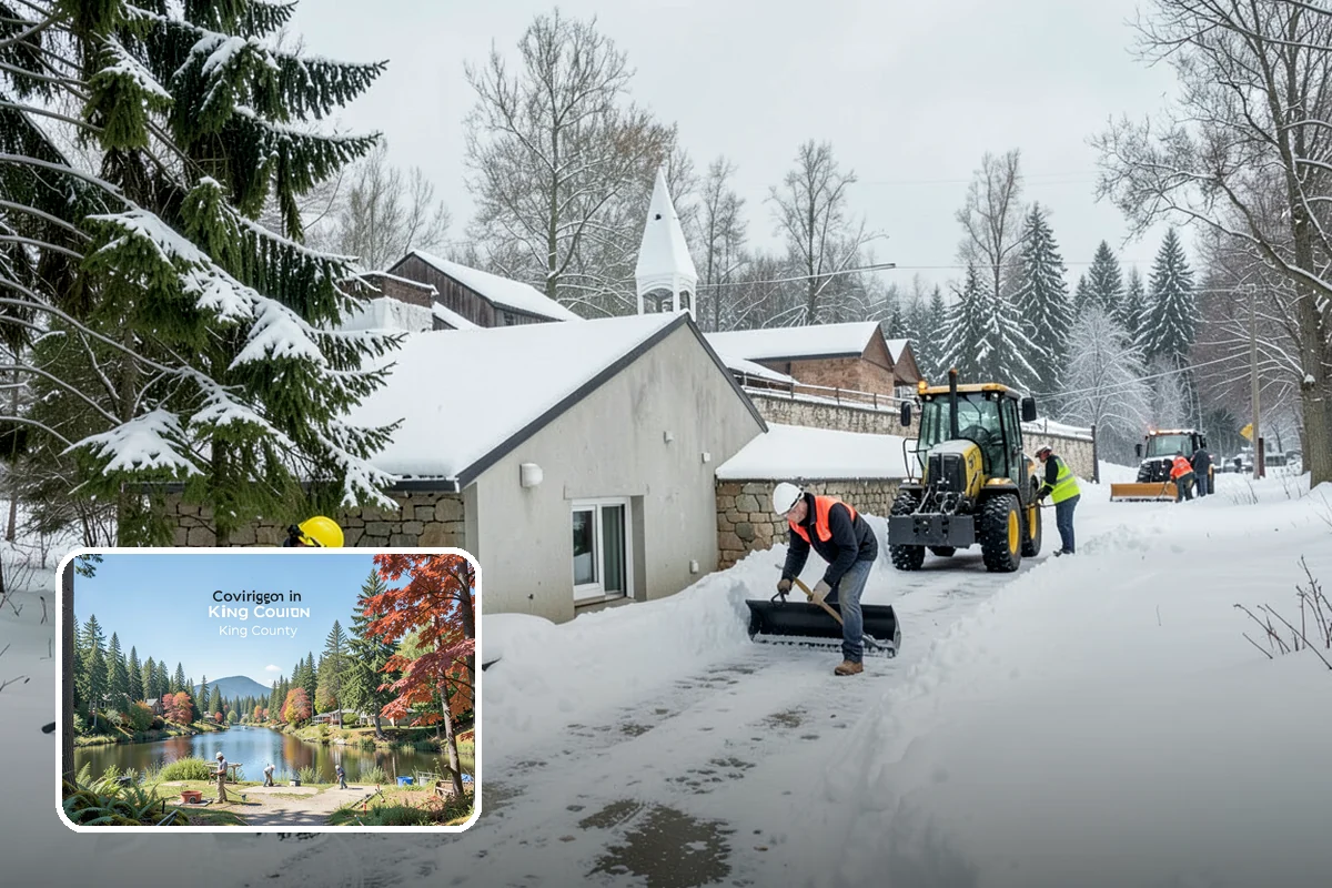 Condominium Parking Lot Snow Removal in Covington, King County, WA - Owner and guest stalls are cleared without residents shoveling their own spaces